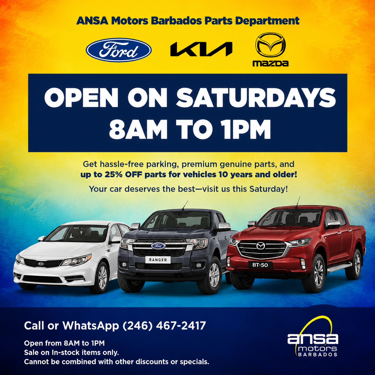 parts dept open saturdays
